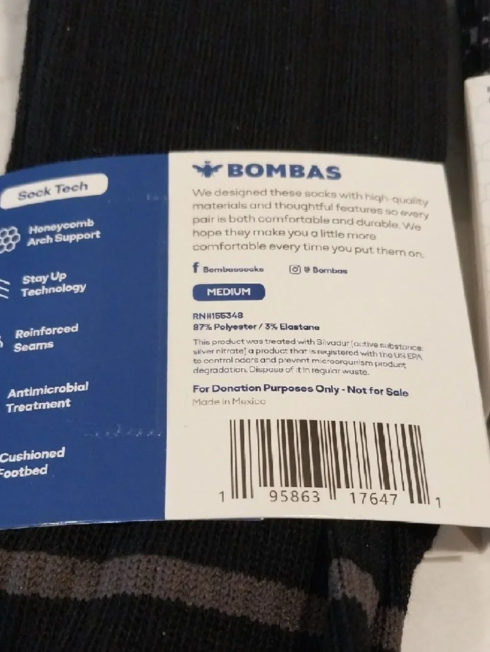 Bombas Black and Gray Men's Crew Socks Variety Pack - 4 Pairs